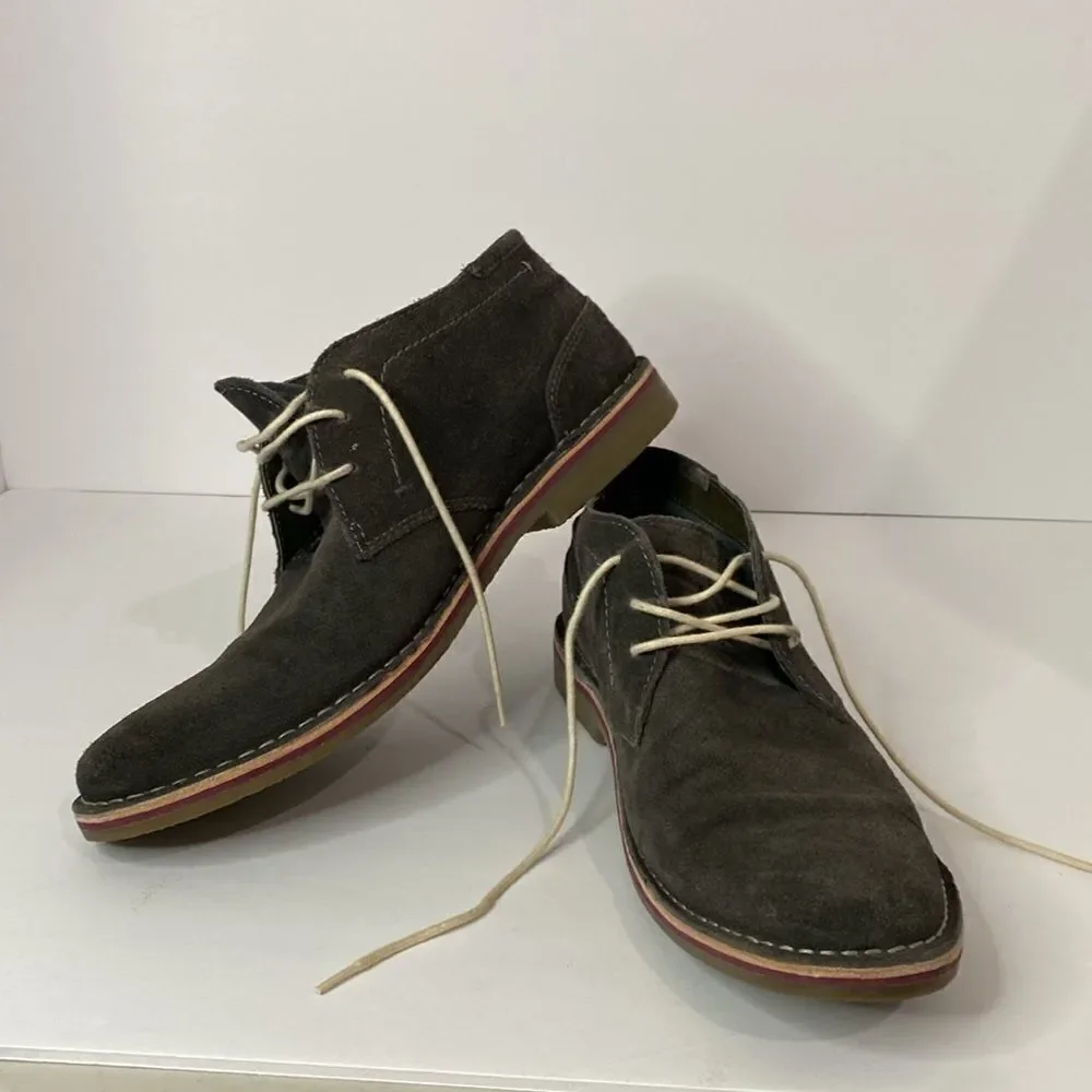 Kenneth Cole Men’s Desert Rain Dark Grey Suede Boots Laceup Shoes